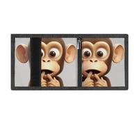 FZMVSQH The Silent Monkey - Portafoglio da uomo a tre pieghe, minimalista, con blocco RFID, 8 porta carte di credito, 1 tasca per banconote, tasca portamonete e finestra per documenti, portafogli