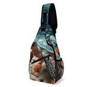 FZMVSQH Turtle Starfish Crossbody Bag Rfid Blocco Casual Spalla Sling Zaino Impermeabile Borsa Petto Zaino Leggero Escursionismo Zaino Uomo Borsa Da Viaggio Sling Borse per Donne Uomini