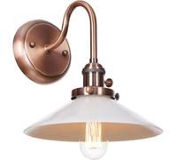 FZQSXAZU Applique da Parete Stile Rustico Vintage retrò con Collo D'Oca e Interruttore, Lampada da Interni a 1 Luce con Paralume in Vetro Bianco, luci per Bagno, Camera da Letto, Comodino,