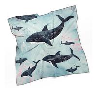 FZQVSGW Sciarpa di seta con balena, piccola sciarpa quadrata 68,6 x 68,6 cm, sciarpa leggera per la testa del fazzoletto da collo per le donne, Balena, 0ne size