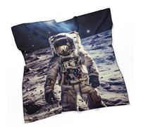 FZQVSGW Sciarpa di seta Due cavalli nel cielo piccola sciarpa quadrata 68,6 x 68,6 cm sciarpa leggera da collo per donna, Noi Astronauta Viaggi Luna, 0ne size