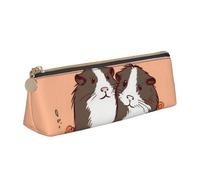 FZQVSLCM Astuccio in pelle per penne da viaggio borsa per il trucco Due porcellini d'India appesi fuori Borsa da toilette Borsa cosmetica portatile portamonete