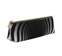 FZQVSLCM Astuccio in pelle per penne da viaggio, borsa per il trucco, tunnel a spirale in bianco e nero, borsa da toeletta portatile, portamonete