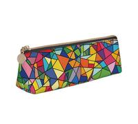 FZQVSLCM Astuccio in pelle per penne da viaggio borsa per trucco forme geometriche luminose borsa da toilette borsa cosmetica portatile portamonete
