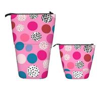 FZQVSLCM Astuccio telescopico a pois pazzi, portapenne in piedi, astuccio pop-up carino per cosmetici, borsa da viaggio per trucchi portatile, per donne e uomini, forniture per ufficio
