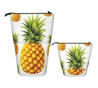 FZQVSLCM Astuccio telescopico con ananas giallo, portapenne in piedi, astuccio pop-up carino per cosmetici, borsa da viaggio per trucchi portatile, per donne e uomini, forniture per ufficio