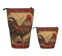 FZQVSLCM Astuccio telescopico con illustrazione di un gallo, portapenne in piedi, astuccio pop up, carino borsa per cosmetici da viaggio, borsa da trucco portatile, per donne, uomini, forniture per