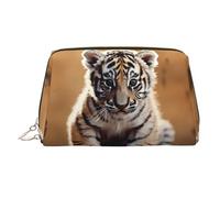 FZQVSLCM Beauty case da viaggio, borsa per il trucco impermeabile per borsa, borsa da toilette in pelle per donne borsa cosmetica organizer un cucciolo di tigre sacchetto per il trucco con cerniera