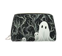 FZQVSLCM Beauty case da viaggio, borsa per il trucco impermeabile per borsa, borsa da toilette in pelle per donne borsa cosmetica organizer bianco fantasia fantasma astuccio per trucchi con cerniera