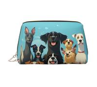 FZQVSLCM Beauty case da viaggio, borsa per trucchi impermeabile per borsa, borsa da toilette in pelle per donne borsa cosmetica organizer un grande gruppo di cani borsa per il trucco con cerniera