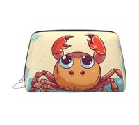 FZQVSLCM Beauty case da viaggio, borsa per trucchi impermeabile per borsa, borsa da toilette in pelle da donna, organizer estivo con granchio cartone animato, borsa per il trucco con cerniera per