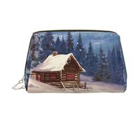 FZQVSLCM Beauty case da viaggio, borsa per trucchi impermeabile per borsa, borsa da toilette in pelle per donne, borsa per cosmetici organizer in cabina nei boschi, astuccio per trucchi con cerniera