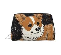 FZQVSLCM Borsa da viaggio per il trucco, borsa per il trucco impermeabile per borsa, borsa da toilette in pelle per donne borsa cosmetica organizer Corgi che ama la musica pochette per trucchi con