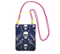 FZQVSLCM Borse a tracolla piccole da donna borsa per telefono cellulare impermeabile borsa per telefono blu teschio e ossa portafoglio borsette marsupio, fucusia, taglia unica