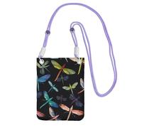 FZQVSLCM Borse a tracolla piccole da donna borsa per telefono cellulare impermeabile borsa per telefono colorato libellula portafoglio borsette marsupio viola, taglia unica