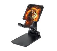 FZQVSLCM Cool Tiger in Flame Supporto per telefono cellulare per scrivania ad angolo regolabile in altezza Supporto per telefono cellulare pieghevole Supporto per telefono da tavolo portatile Culla
