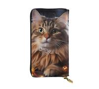 FZQVSLCM Gatto appeso luci di Natale Portafoglio in pelle per le donne lungo portamonete ultra sottile porta carte di credito frizione bifold