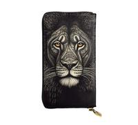 FZQVSLCM Leone con linee Portafoglio in Pelle per le Donne Lungo Portamonete Ultra Sottile Porta Carte di Credito Bifold Clutch