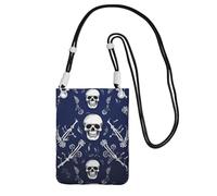 FZQVSLCM Piccole borse a tracolla per le donne borsa del telefono cellulare borsa impermeabile blu teschio e ossa portafoglio borse marsupio