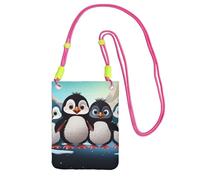 FZQVSLCM Piccole borse a tracolla per le donne borsa del telefono cellulare borsa impermeabile cinque simpatici pinguini portafogli marsupio