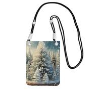 FZQVSLCM Piccole borse a tracolla per le donne borsa del telefono cellulare borsa impermeabile del telefono della neve paese delle meraviglie albero di pino borse portafoglio di Natale
