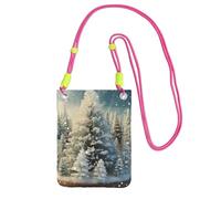 FZQVSLCM Piccole borse a tracolla per le donne borsa del telefono cellulare borsa impermeabile del telefono della neve paese delle meraviglie albero di pino borse portafoglio di Natale