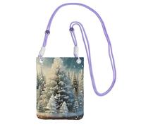 FZQVSLCM Piccole borse a tracolla per le donne borsa del telefono cellulare borsa impermeabile del telefono della neve paese delle meraviglie albero di pino borse portafoglio di Natale