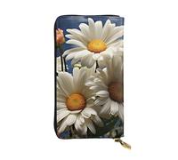 FZQVSLCM Portafoglio in pelle con margherite floreali per le donne lungo portamonete ultra sottile porta carte di credito pochette bifold