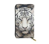 FZQVSLCM Portafoglio in pelle con motivo a testa di tigre bianca per le donne lungo portamonete ultra sottile porta carte di credito frizione bifold