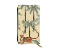 FZQVSLCM Portafoglio in pelle con palme e tigri per le donne lungo portamonete ultra sottile porta carte di credito pochette bifold