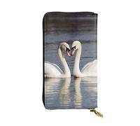 FZQVSLCM Romantico portafoglio in pelle con cigno bianco per le donne lungo portamonete ultra sottile porta carte di credito frizione bifold