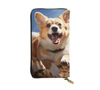 FZQVSLCM Running Corgi Portafoglio in Pelle per le Donne Lungo Portamonete Ultra Sottile Porta Carte di Credito Bifold Clutch