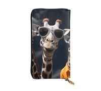 FZQVSLCM Tre giraffe che indossano occhiali da sole Portafoglio in pelle per le donne lungo portamonete ultra sottile porta carte di credito frizione bifold