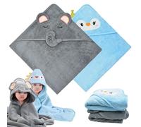 FZSECRIU 2 pezzi 80 * 80cm accappatoio neonato 0-3 mesi，accappatoio neonato 6-12 mesi，asciugamani neonato，asciugamano neonato bagnetto,regalo neonato maschio,accappatoio bambino