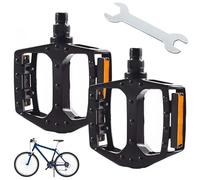 FZYCOM 1 paio di pedali per bicicletta con chiave, antiscivolo, in alluminio, per mountain bike, con strisce riflettenti, cuscinetti piatti da 9/16 pollici, per BMX, MTB, bici da corsa