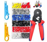 FZYCOM Pinze Crimpare Set, Pinze per Capicorda Elettrici con 1200 Puntali Capicorda Isolati, Capicorda 0,5-10 mm² / AWG22-7, Pinza Puntalini Elettrici, con 2Pcs Mini Spelafili