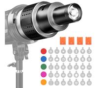FZYCOM Snoot Ottico per Bowens Proiettore, Condensatore con 35 Gobo e 5 Filtri Colore, Snoot Ottico per Aputure Amaran 100DS 100XS 200DS, Godox SL60W VL150, Nanlite FS150B ecc.
