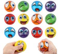 Fzyisw 12 Pezzi Pallina Antistress con Faccina Emoji per Bambini e Adulti, Palline Antistress in Schiuma, Molteplici Espressioni Palle Antistress, Antistress Palline per Alleviare l'ansia