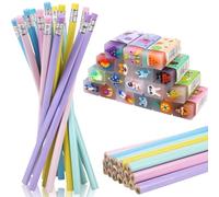 Fzyisw 36 Pezzi Matite Gommine Bambini Regalo Feste 18 Gomme Divertenti 18 Matite per Bambini, Articoli Scolastici per Bambini e Bambine, Cancelleria Scolastica