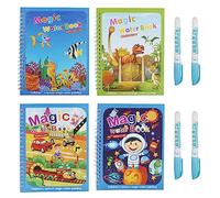 Fzyisw 4 Pezzi Libro da Colorare ad Acqua, Magic Water Drawing Book, Magic Water Coloring Book con Magic Pen, Libro da Colorare Acqua Bambini per Bambini Ragazzi Ragazze Regali