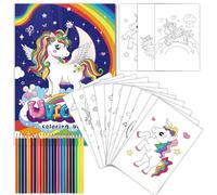 Fzyisw Libri da colorare per bambini, 60 fogli, diversi motivi, libro da colorare per bambini con matite colorate, in 24 colori, libro da colorare per bambini, libro da colorare a partire da 3 4 5 -