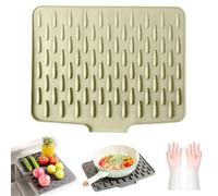 Fzysjve Tappetino Salva-Piatti in Silicone Anti-Goccia - Tappetino Antiscivolo E Resistente al Calore for Un'asciugatura Senza Gocciolamento, for Piano di Lavoro della Cucina, Lavello, Tavolo(Beige)