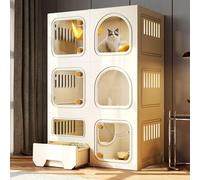 FZZIBQYR Gabbia per Gatti con lettiera - Casetta per Gatti da Interno, Ampia Struttura a 2/3 Livelli con Finestra Trasparente e Serrature a pomello per Un alloggio Sicuro e Confortevole per Il Tuo ga