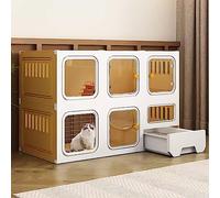 FZZIBQYR Gabbia per Gatti da Interno con scaletta, tiragraffi e lettiera - Ampio Spazio per l'esercizio di Gattini, Cuccioli, Conigli, furetti e cincillà - Ideale per 1-2 Gatti