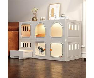 FZZIBQYR Gabbia per Gatti da Interno per 1-2 Gatti, furetti e cincillà - Spazio Extra Large con lettiera Estraibile e porticina per Gatti - Recinto Ideale per Piccoli Animali