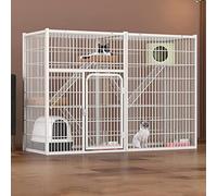 FZZIBQYR Gabbie per Gatti da Interno, Gabbia per Conigli da Interno, recinto per Gatti da Esterno, Gabbia per Gatti in Metallo, Gabbia per furetti con Porte, Rampe e scalette Adatte per furetti, Coni