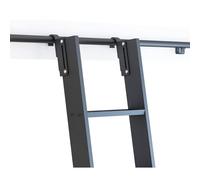 FZZIBQYR Kit Hardware per Scala Scorrevole per Libreria con Gancio Superiore Telescopico, Aste per Gradini in Metallo W con Rotelle, Gruppi di Ganci (Senza Scala)