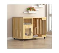 FZZIBQYR Recinto per Gatti in Legno con Ruote - Villa per Interni ed Esterni per la Sicurezza e Il Comfort degli Animali Domestici