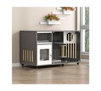 FZZIBQYR Recinto per Gatti in Legno con Ruote - Villa per Interni ed Esterni per la Sicurezza e Il Comfort degli Animali Domestici