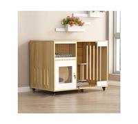 FZZIBQYR Recinto per Gatti in Legno con Ruote - Villa per Interni ed Esterni per la Sicurezza e Il Comfort degli Animali Domestici